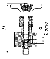 1093-10-0 (Ду10; Ру137) - клапан трехходовой для присоединения манометров