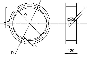 Заслонка воздушная взрывозащищенная круглая АЗД 196 размеры